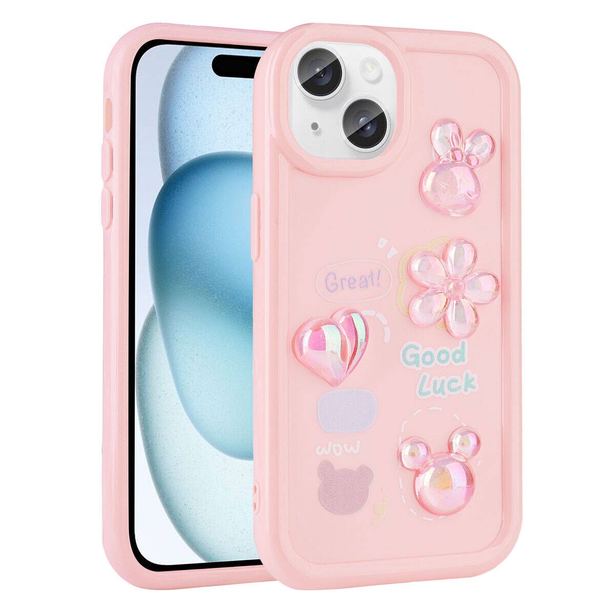 Apple iPhone 13 Kılıf Kabartma Figürlü Parlak HEPTEKİLETİŞİM Toys Silikon Kapak
