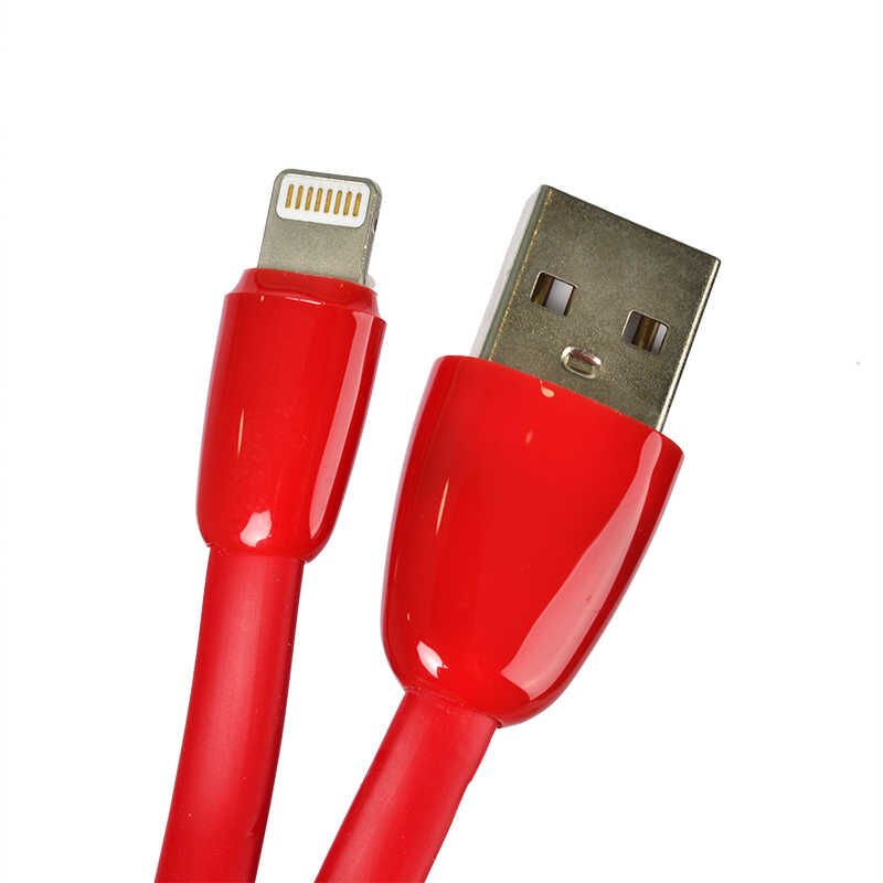 Yassı Yumuşak Lightning Usb Kablo Kırmızı