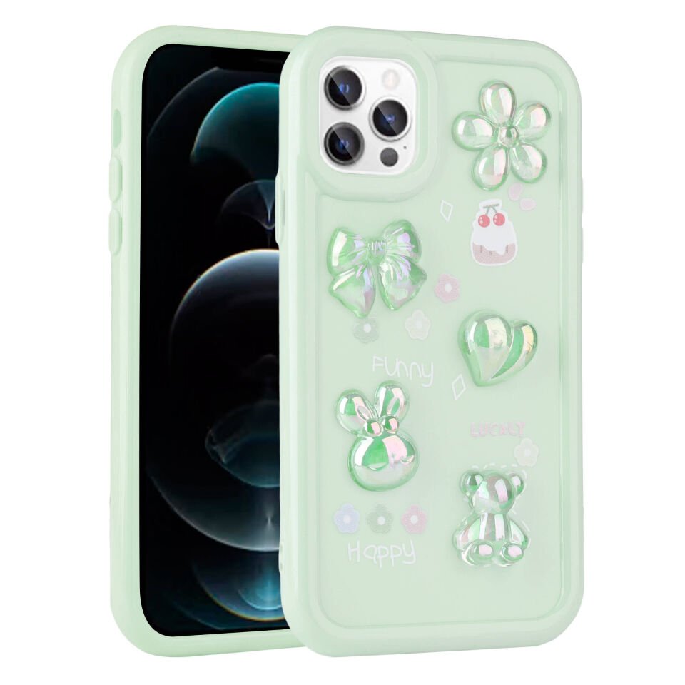 Apple iPhone 13 Pro Kılıf Kabartma Figürlü Parlak HEPTEKİLETİŞİM Toys Silikon Kapak