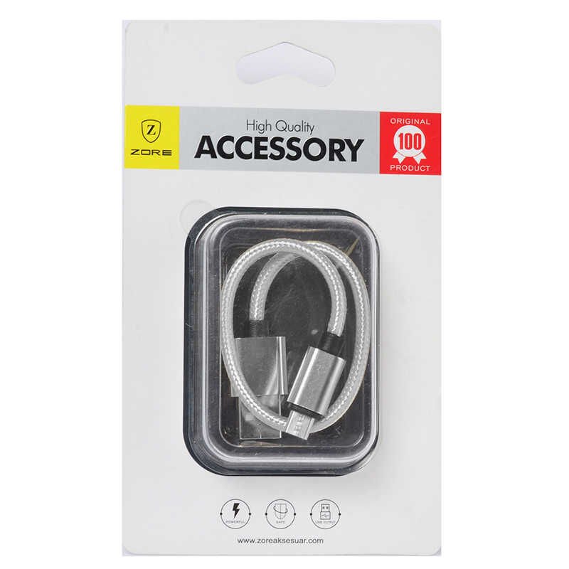 30 Cm Halat Micro Usb Kablo Gri