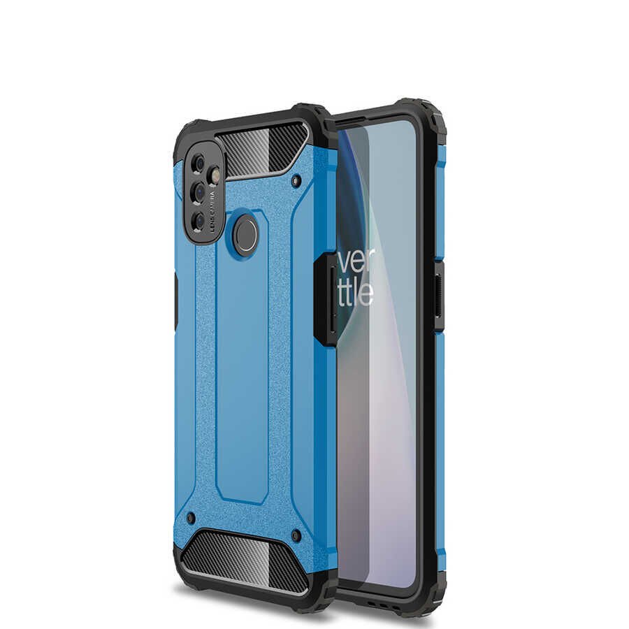 One Plus Nord N100 Kılıf Armor Köşe Korumalı Çift Katman Tank Zırh Kapak (CRASH) Rose Gold