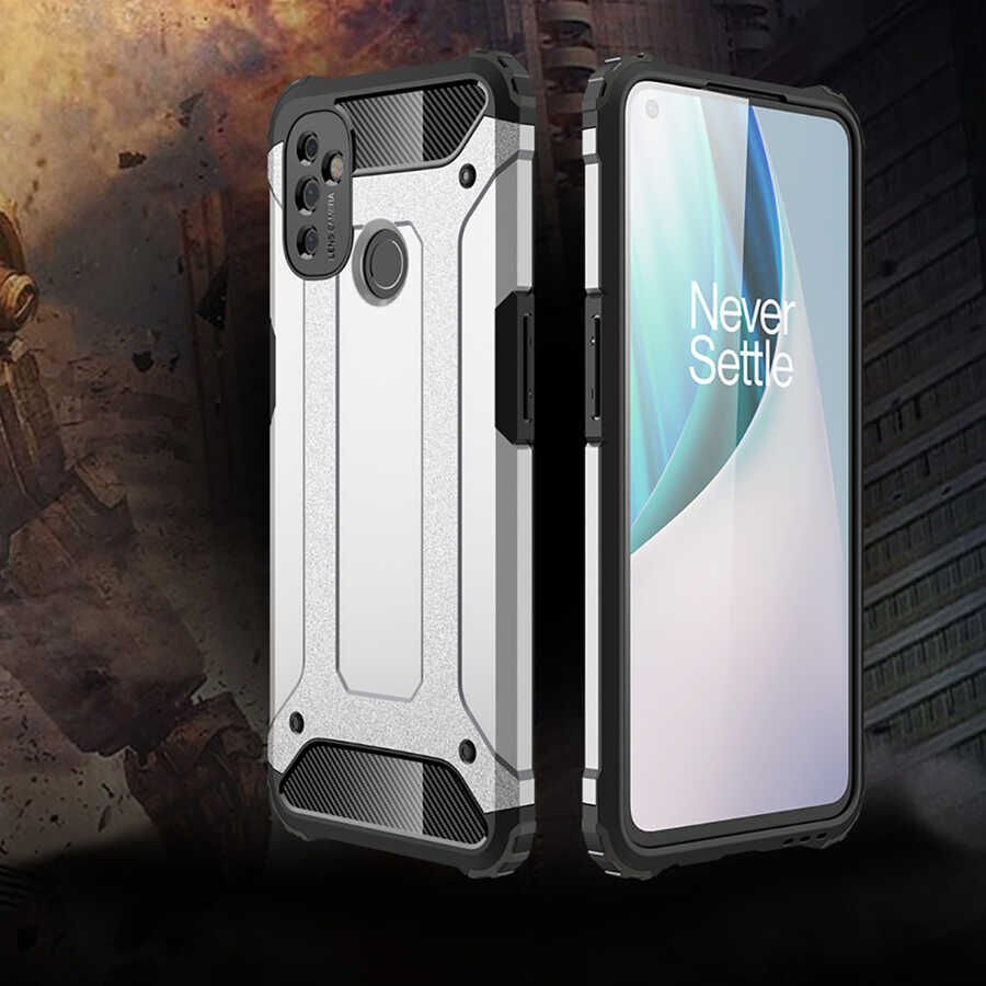 One Plus Nord N100 Kılıf Armor Köşe Korumalı Çift Katman Tank Zırh Kapak (CRASH) Rose Gold