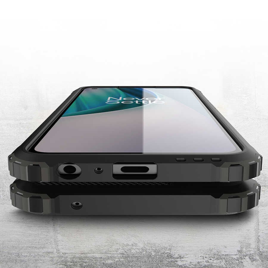 One Plus Nord N100 Kılıf Armor Köşe Korumalı Çift Katman Tank Zırh Kapak (CRASH) Rose Gold
