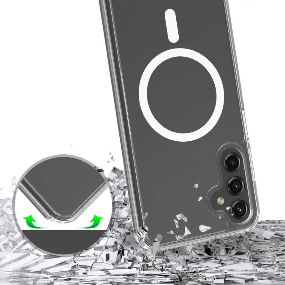 Samsung Galaxy S23 FE Kılıf Magsafe Şarj Özellikli Şeffaf Sert PC HEPTEKİLETİŞİM Embos Kapak