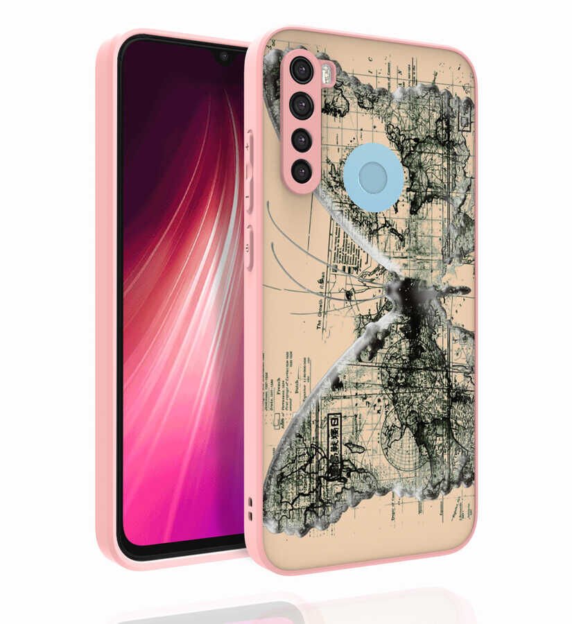 Xiaomi Redmi Note 8 Kılıf Kabartmalı Kamera Korumalı Desenli Darbe Emici Renkli Kapak (Nora) NO4