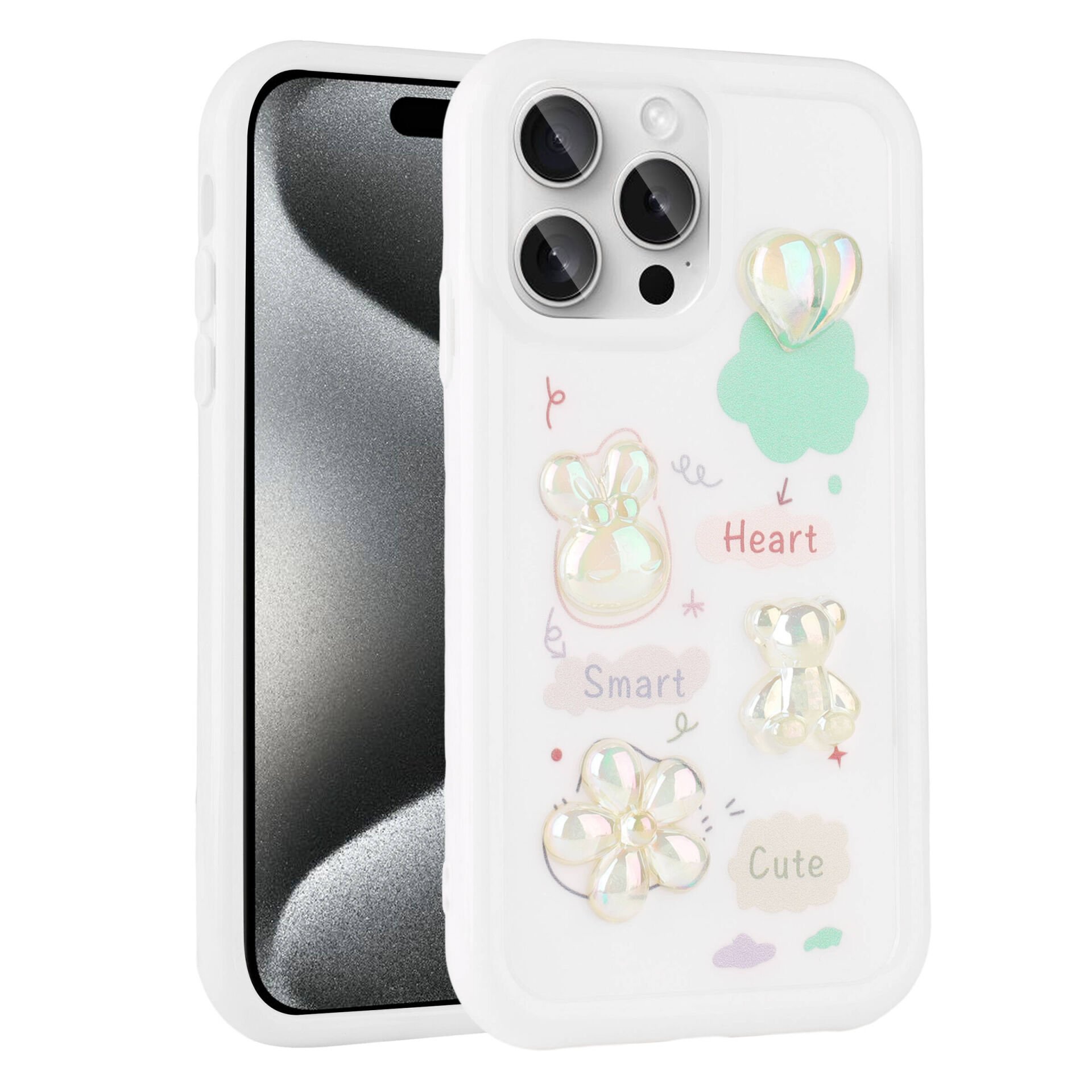 Apple iPhone 14 Pro Kılıf Kabartma Figürlü Parlak HEPTEKİLETİŞİM Toys Silikon Kapak