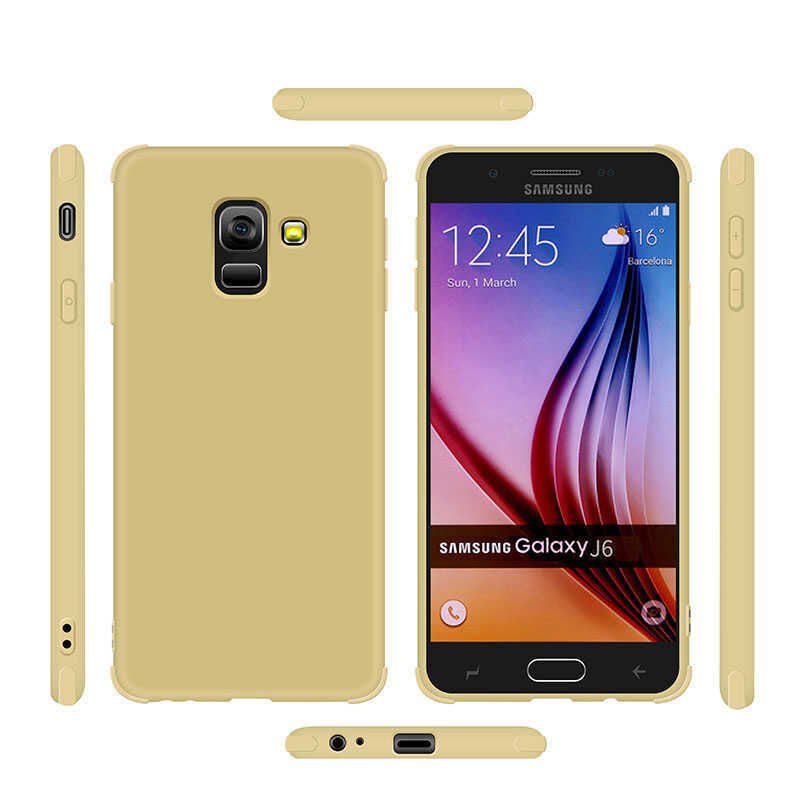 Samsung Galaxy A6 2018 Sililkon Mat Soft Yüzeyli Kapak (NEVA) Gold