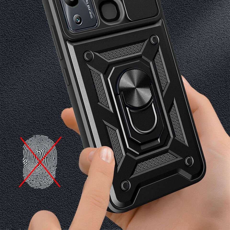 İnfinix Hot 12i Kılıf Magnetik Standlı Kamera Korumalı HEPTEKİLETİŞİM Sürgülü Vega Kapak