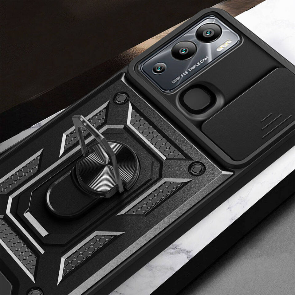 İnfinix Hot 12i Kılıf Magnetik Standlı Kamera Korumalı HEPTEKİLETİŞİM Sürgülü Vega Kapak