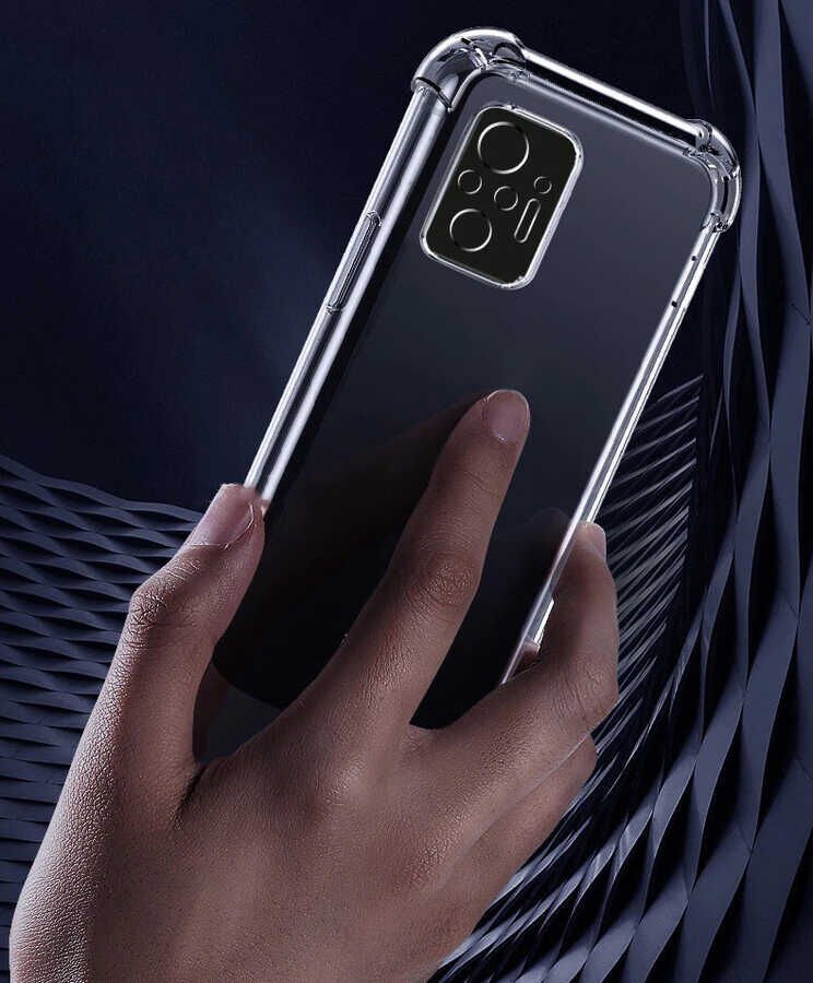 Xiaomi Poco M5S Kılıf Antishock Darbe Emici Kamera Korumalı Şeffaf Silikon Kapak(K-ANTİ) Renksiz