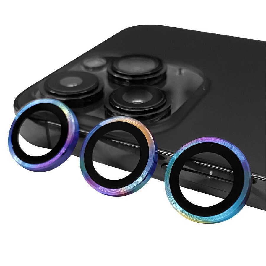 Apple iPhone 14 Pro Max Kamera Lens Koruyucu Renkli Tasarım Kolay Takma Aparatlı (CL-07) Colorful