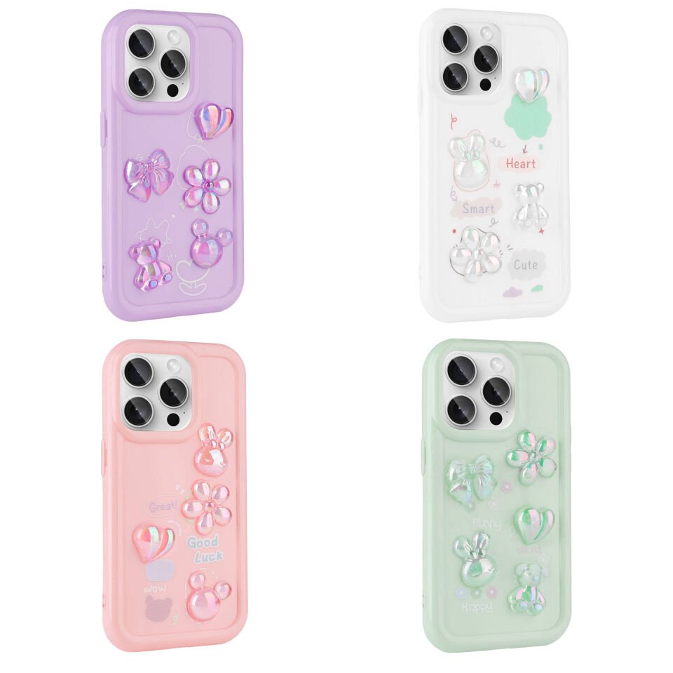 Apple iPhone 14 Pro Max Kılıf Kabartma Figürlü Parlak HEPTEKİLETİŞİM Toys Silikon Kapak