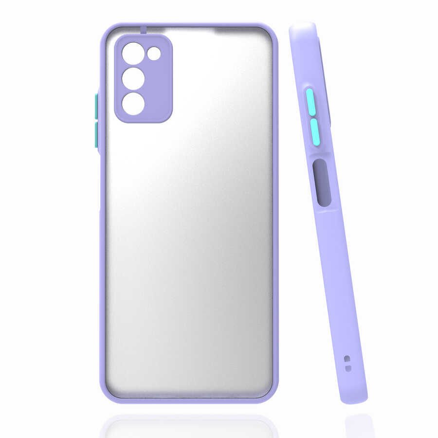 Samsung Galaxy A03S Kılıf Mat Kamera Korumalı Renkli Tuşlu Sert Silikon Kapak (HUX) Siyah