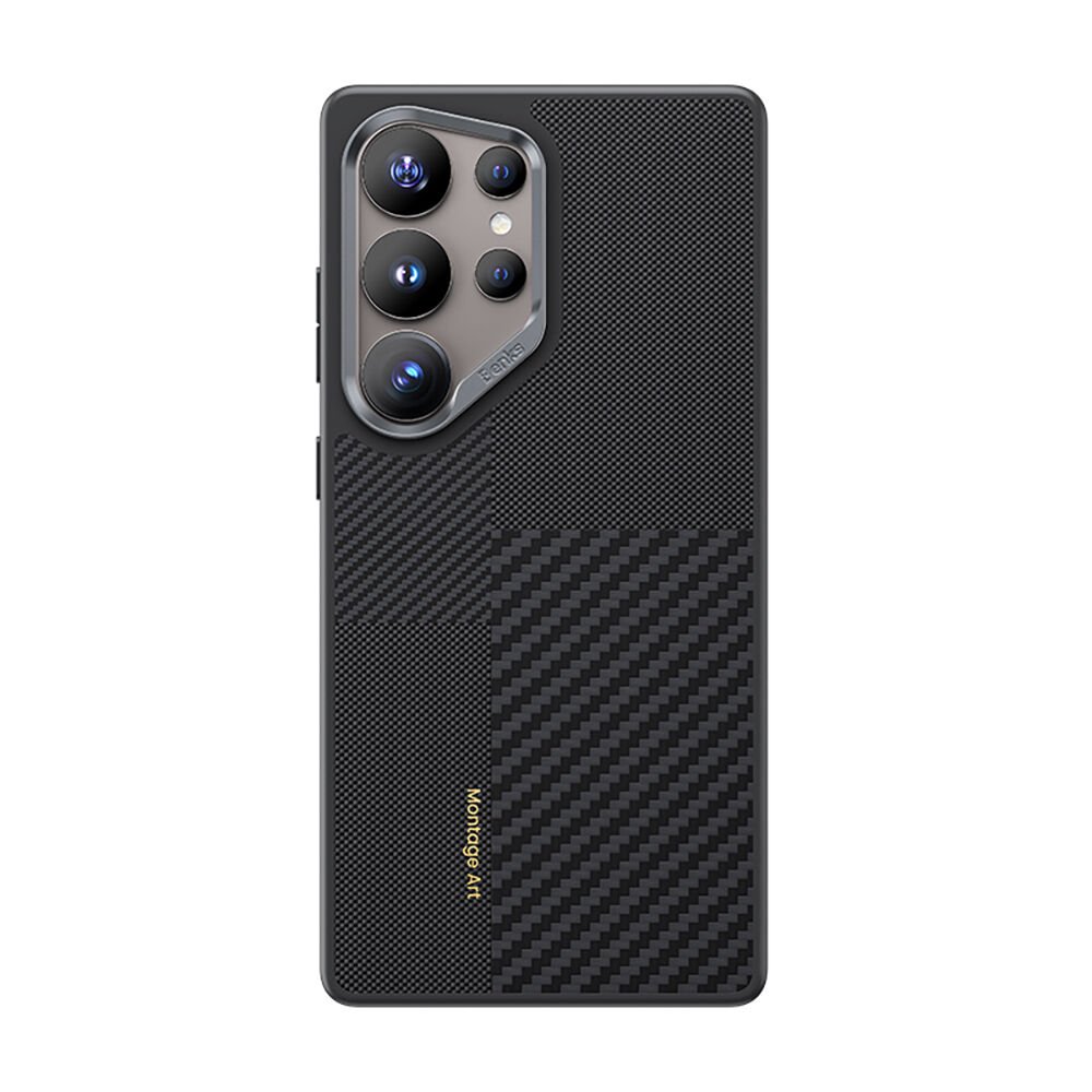 Samsung Galaxy S25 Ultra Kılıf Magsafe Şarj Özellikli Karbon Fiber Benks Montage Hybrid ArmorPro Kevlar Kapak