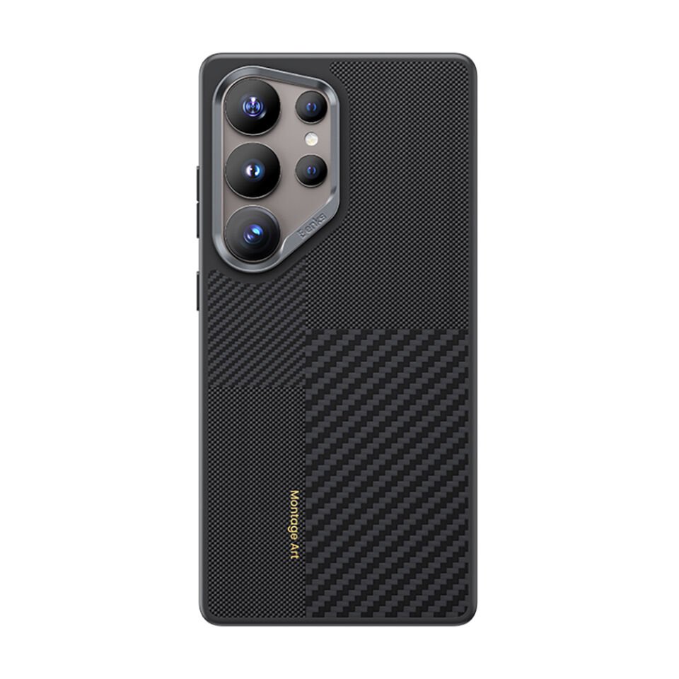 Samsung Galaxy S25 Ultra Kılıf Magsafe Şarj Özellikli Karbon Fiber Benks Montage Hybrid ArmorPro Kevlar Kapak