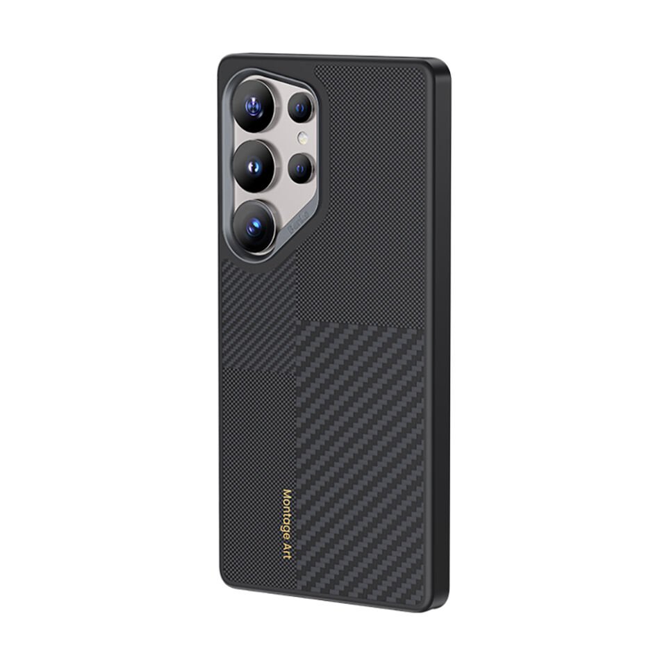 Samsung Galaxy S25 Ultra Kılıf Magsafe Şarj Özellikli Karbon Fiber Benks Montage Hybrid ArmorPro Kevlar Kapak