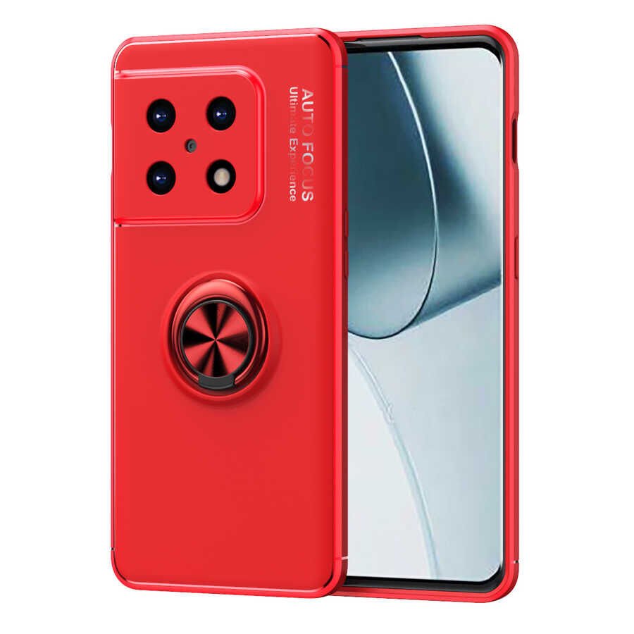 One Plus 10 Pro Kılıf Kamera Çıkıntılı Renkli Yüzüklü Standlı Mıknatıslı Kapak (RAVEL) Mavi