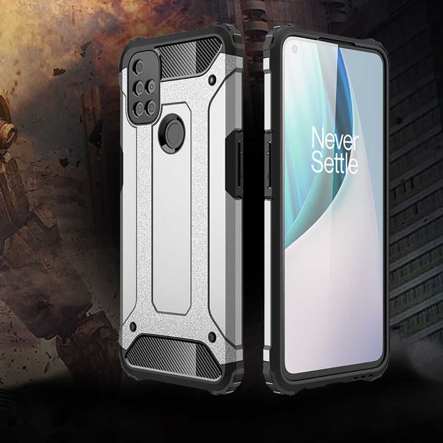 One Plus Nord N10 5G Kılıf Armor Köşe Korumalı Çift Katman Tank Zırh Kapak (CRASH) Mavi