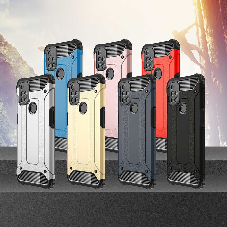 One Plus Nord N10 5G Kılıf Armor Köşe Korumalı Çift Katman Tank Zırh Kapak (CRASH) Mavi