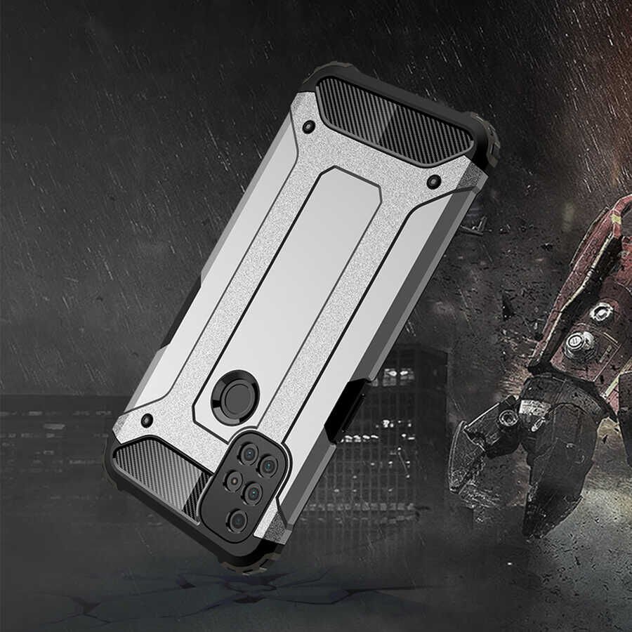 One Plus Nord N10 5G Kılıf Armor Köşe Korumalı Çift Katman Tank Zırh Kapak (CRASH) Mavi