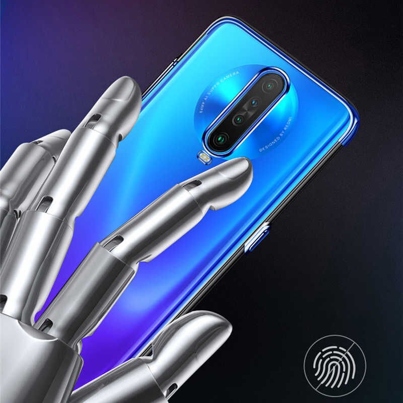 Xiaomi Redmi K30 Kılıf Dört Köşe Renkli Lazer Şeffaf Silikon Kapak (GLİTTER) Siyah