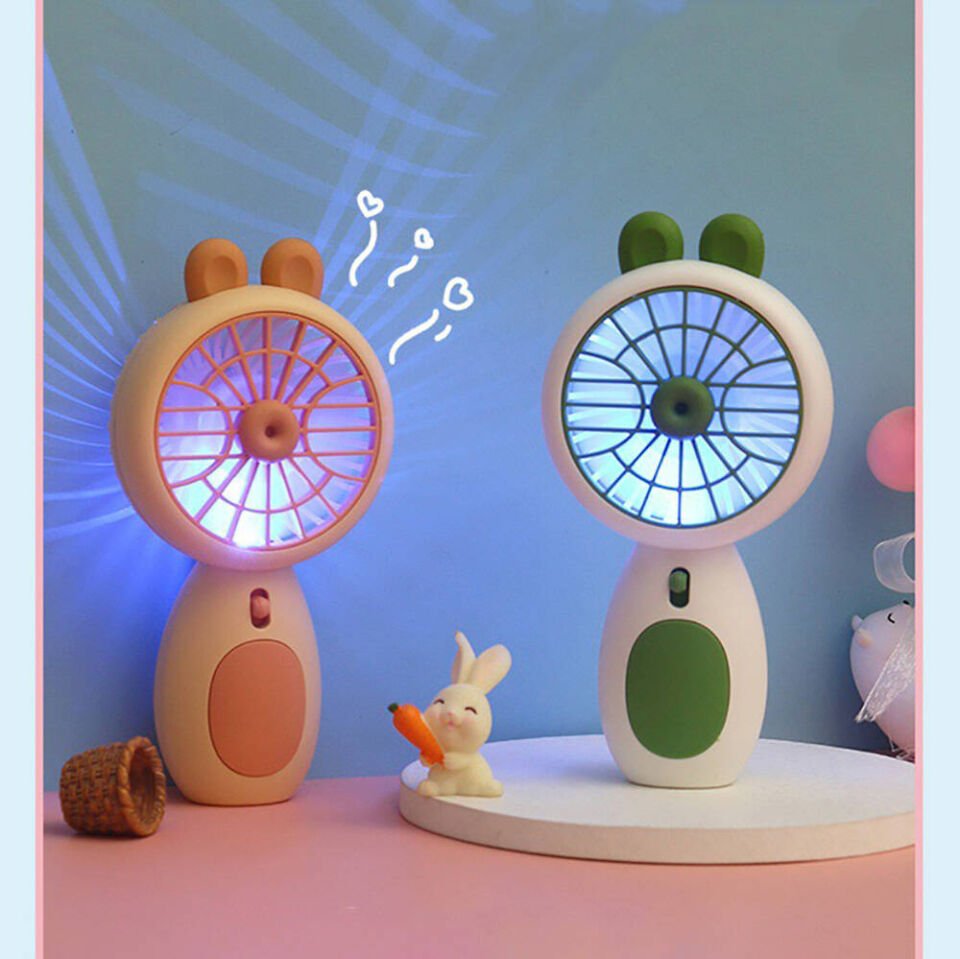 Işıklı Mini Vantilatör Portatif Soğutucu Fan (ZB093) Lila