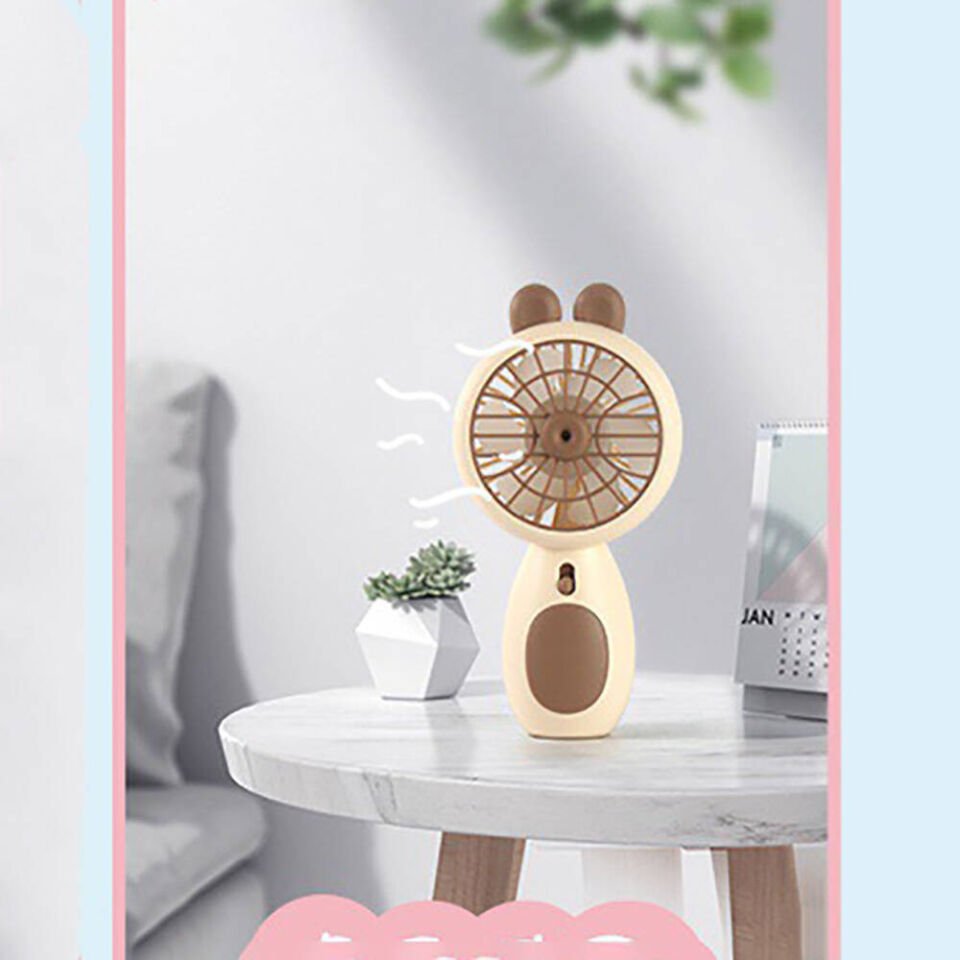 Işıklı Mini Vantilatör Portatif Soğutucu Fan (ZB093) Lila
