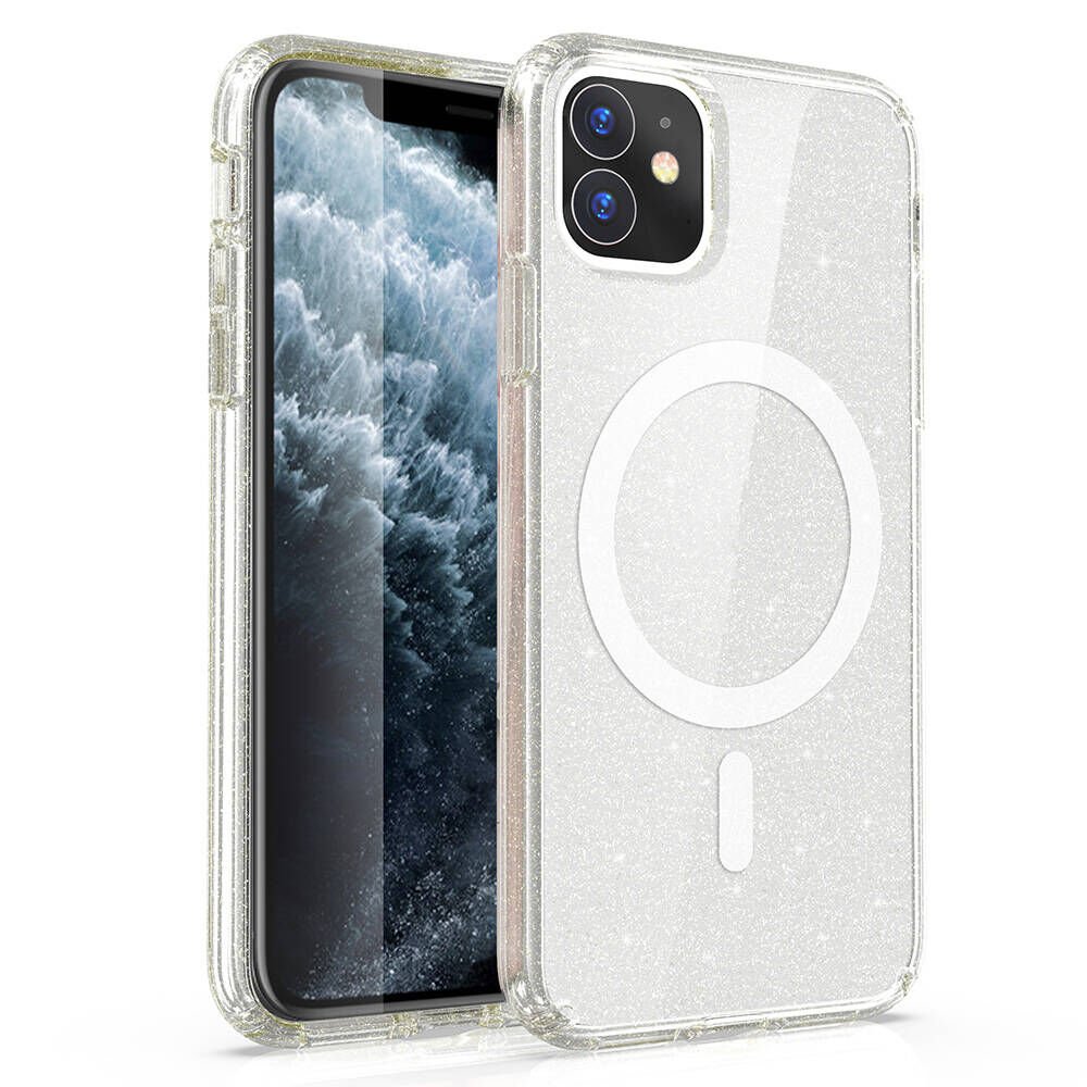 Apple iPhone 11 Kılıf Magsafe Şarj Özellikli Parlayan Simli Saydam Renkli HEPTEKİLETİŞİM Allstar Kapak