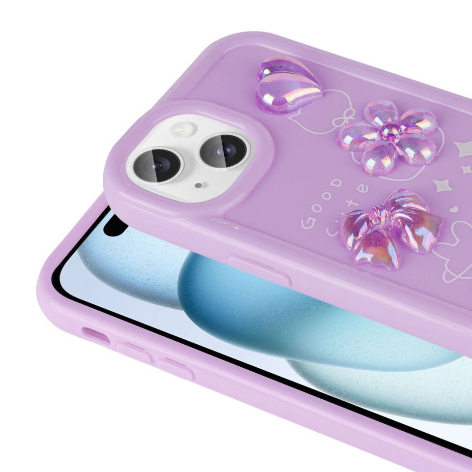 Apple iPhone 15 Plus Kılıf Kabartma Figürlü Parlak HEPTEKİLETİŞİM Toys Silikon Kapak
