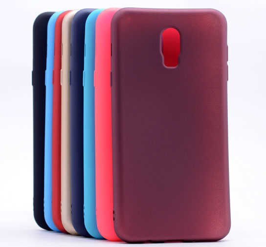 Samsung Galaxy C8 Kılıf Yumuşak Dokulu Soft Esnek İnce Mat Renkli Silikon Kapak (PREMİER) Mor