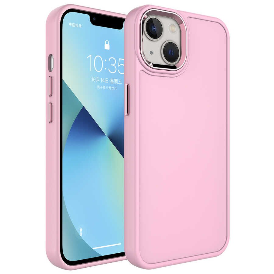 Apple iPhone 14 Kılıf Metal Çerçeve ve Buton Tasarımlı Sert HEPTEKİLETİŞİM Botox Kapak