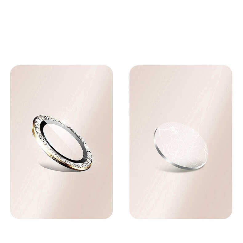 Apple iPhone 13 Pro Max Kamera Lens Koruyucu Renkli Taşlı Tasarım Kolay Takma Aparatlı (CL-06) Gümüş