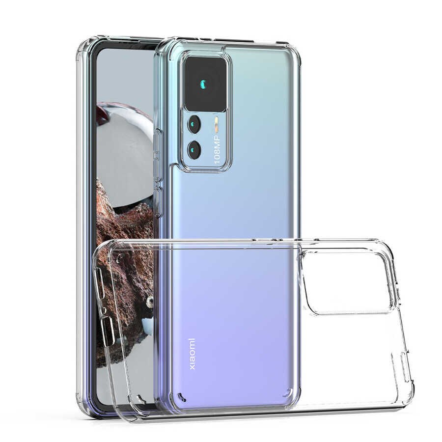 Xiaomi Mi 12T Pro Kılıf Kamera Çıkıntılı Şeffaf Darbe Emici Sert Silikon Kapak (COSS) Renksiz