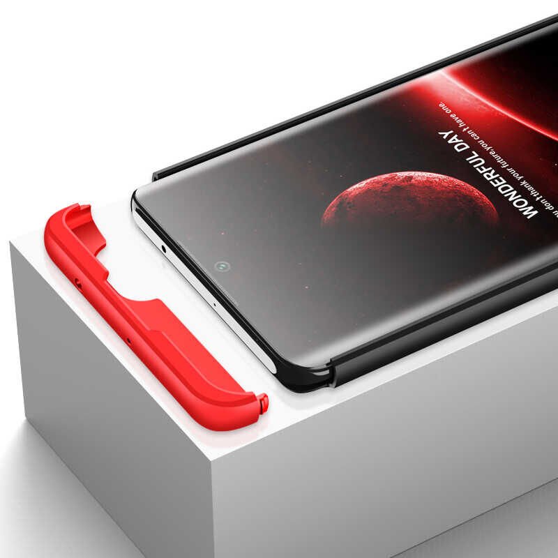 Xiaomi Mi Note 10 Lite Kılıf 360 Tam Koruma Ön Ve Arka Sert Mika Kapak Orjinal Ays Gkk Kapak Siyah-Gri