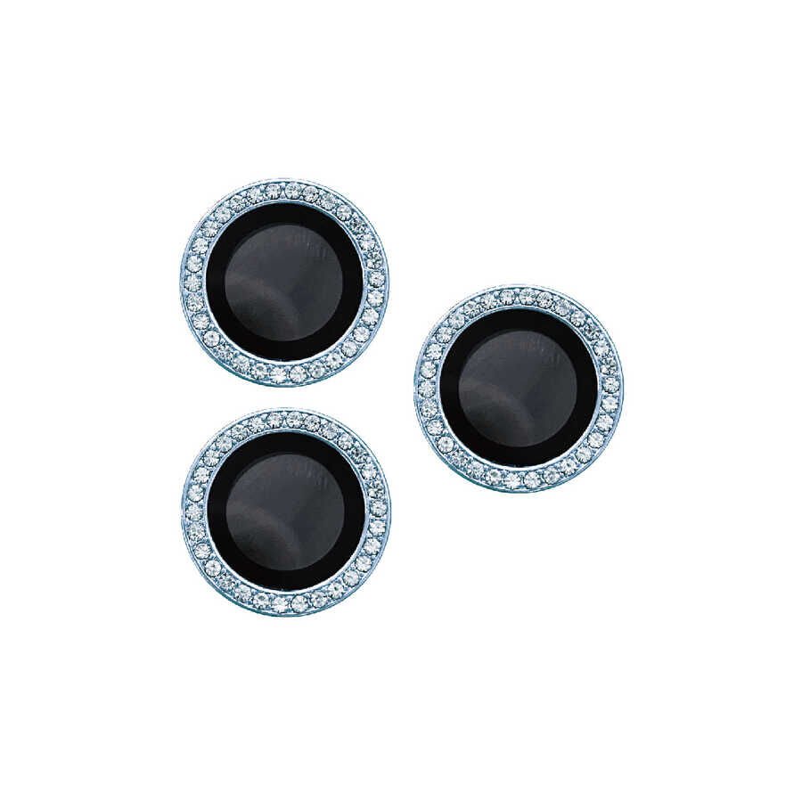 Apple iPhone 13 Pro Max Kamera Lens Koruyucu Renkli Taşlı Tasarım Kolay Takma Aparatlı (CL-06) Mavi Açık