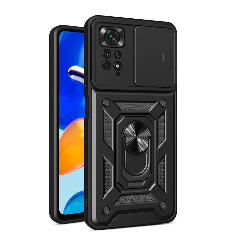 Xiaomi Redmi Note 11 Pro 4G Kılıf Magnetik Standlı Kamera Korumalı HEPTEKİLETİŞİM Sürgülü Vega Kapak
