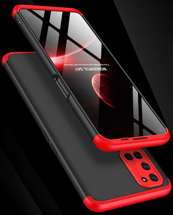 Oppo A52 Kılıf 360 Tam Koruma Ön Ve Arka Sert Mika Kapak Orjinal Ays Gkk Kapak Kırmızı