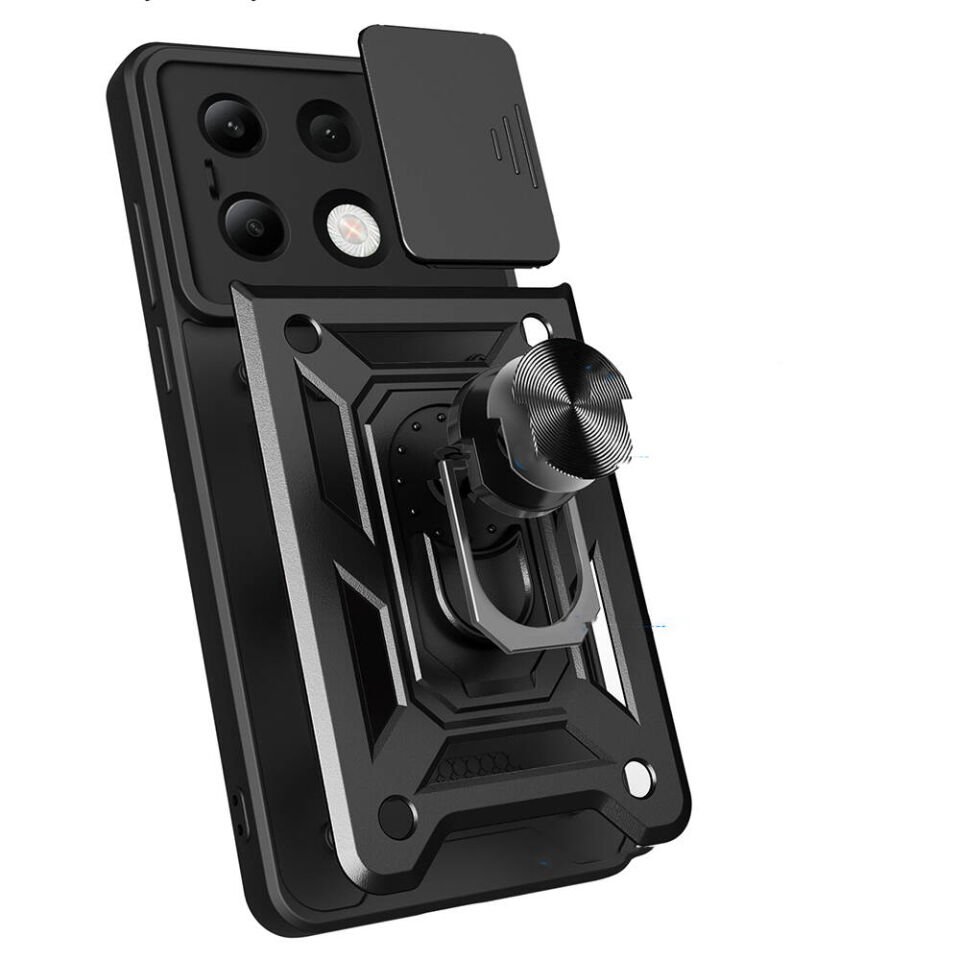 Xiaomi Redmi Note 13 4G Kılıf Magnetik Standlı Kamera Korumalı HEPTEKİLETİŞİM Sürgülü Vega Kapak