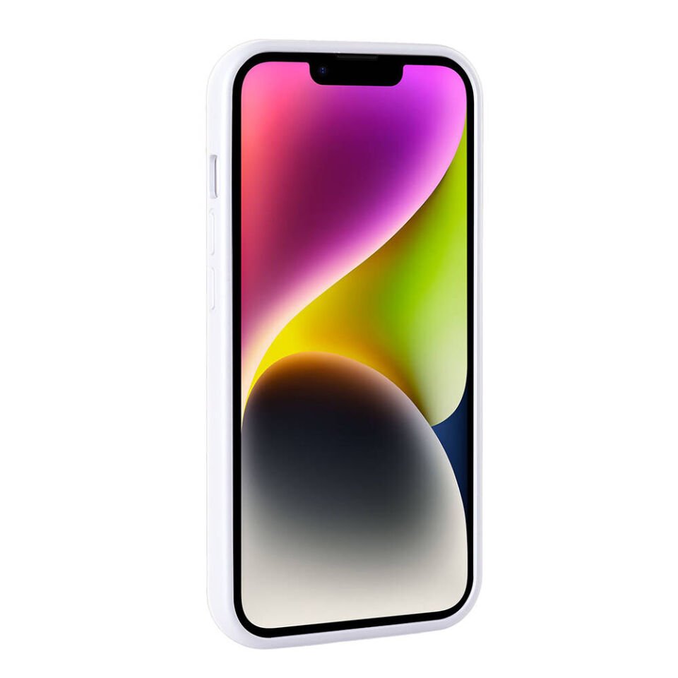 Apple  iPhone 14 Kılıf Parlak Taşlı Tasarım Kamera Kısmı Yükseltili Korumalı Kapak (Pırlanta) Beyaz