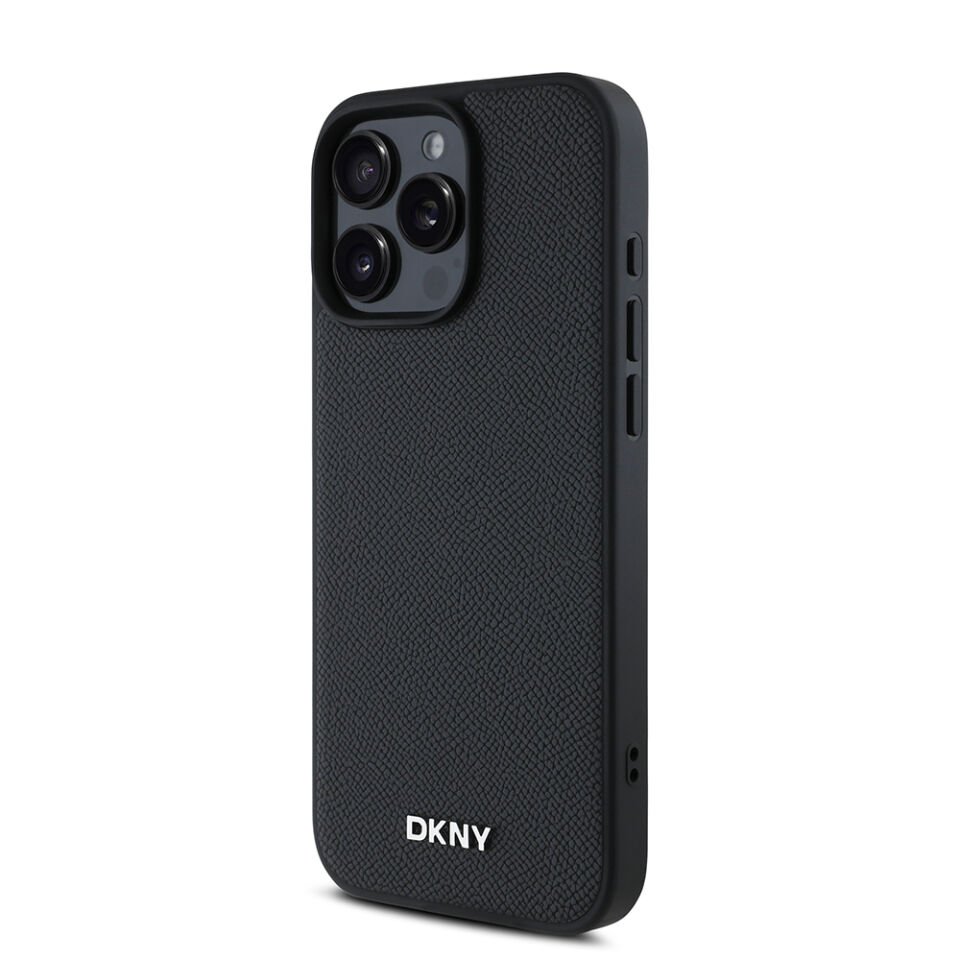 Apple iPhone 16 Pro Max Kılıf DKNY Orjinal Lisanslı Magsafe Şarj Özellikli Metal Logolu PU Deri Grained Kapak