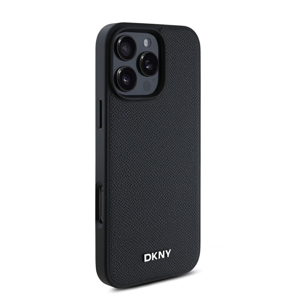Apple iPhone 16 Pro Max Kılıf DKNY Orjinal Lisanslı Magsafe Şarj Özellikli Metal Logolu PU Deri Grained Kapak