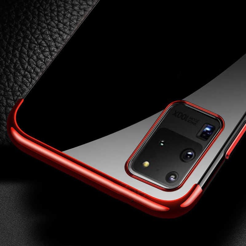 Samsung Galaxy S20 Ultra Kılıf Dört Köşe Renkli Lazer Şeffaf Silikon Kapak (GLİTTER) Mavi