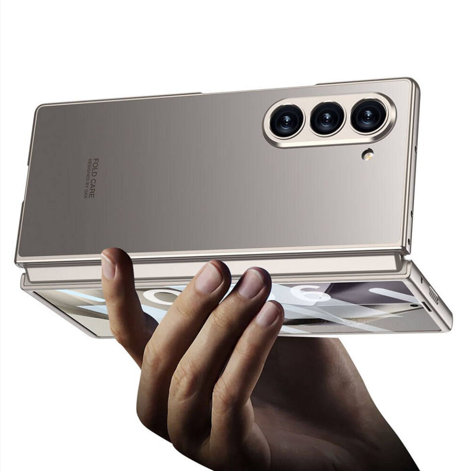 Samsung Galaxy Z Fold 6 Kılıf Titanyum Metal Tasarımlı  Kıpta Kapak (Caz) Gri
