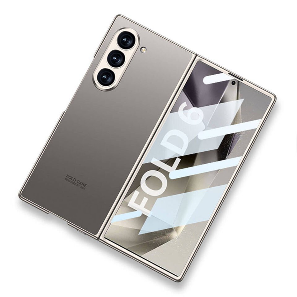 Samsung Galaxy Z Fold 6 Kılıf Titanyum Metal Tasarımlı  Kıpta Kapak (Caz) Gri