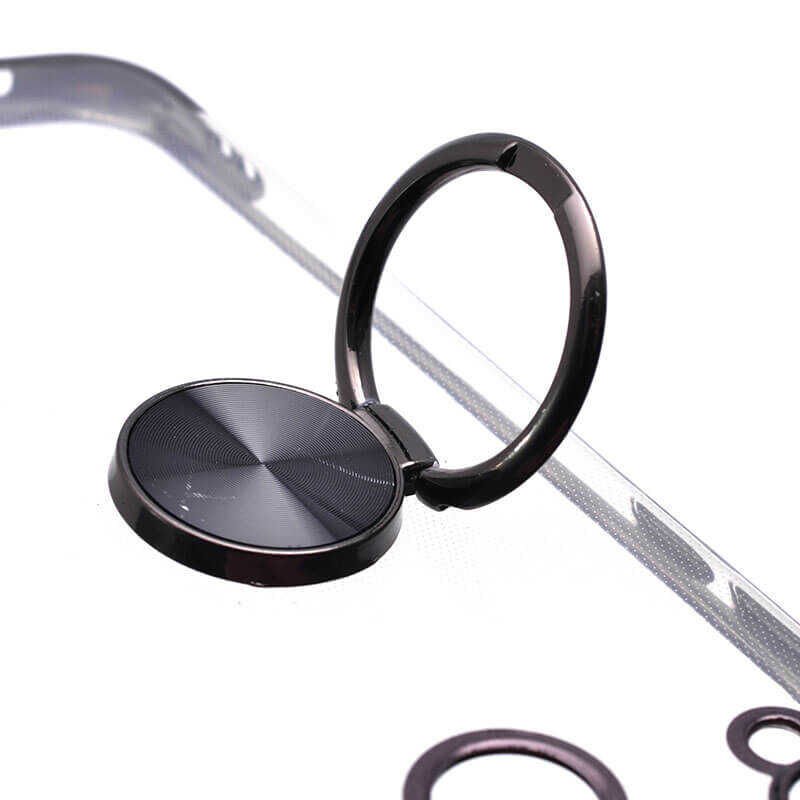 Huawei P20 Lite Kılıf Yüzüklü Standlı Silikon Köşeleri Renkli Kapak (GES) Mavi