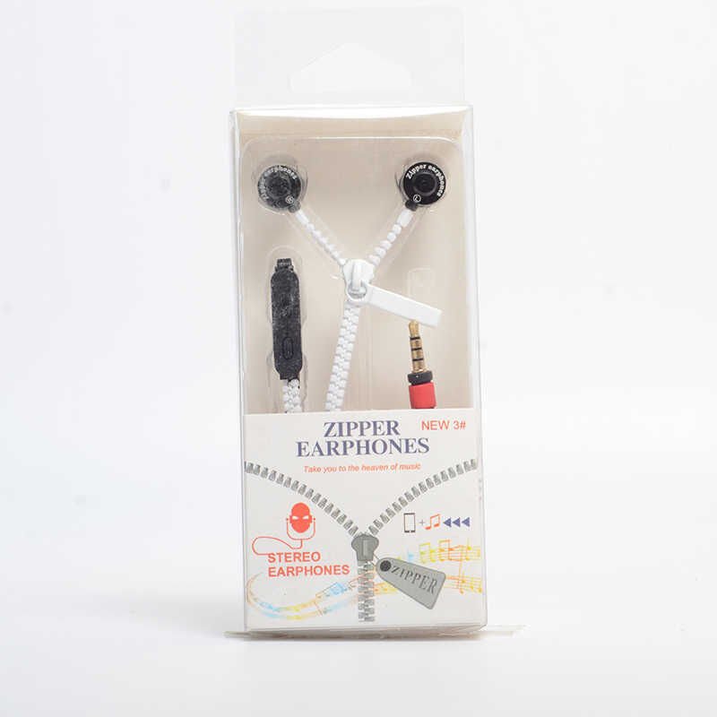 Yüksek Kalite ve Ses Performanslı Kulaklık (Zipper Fermuar 3.5mm Kulaklık) Beyaz