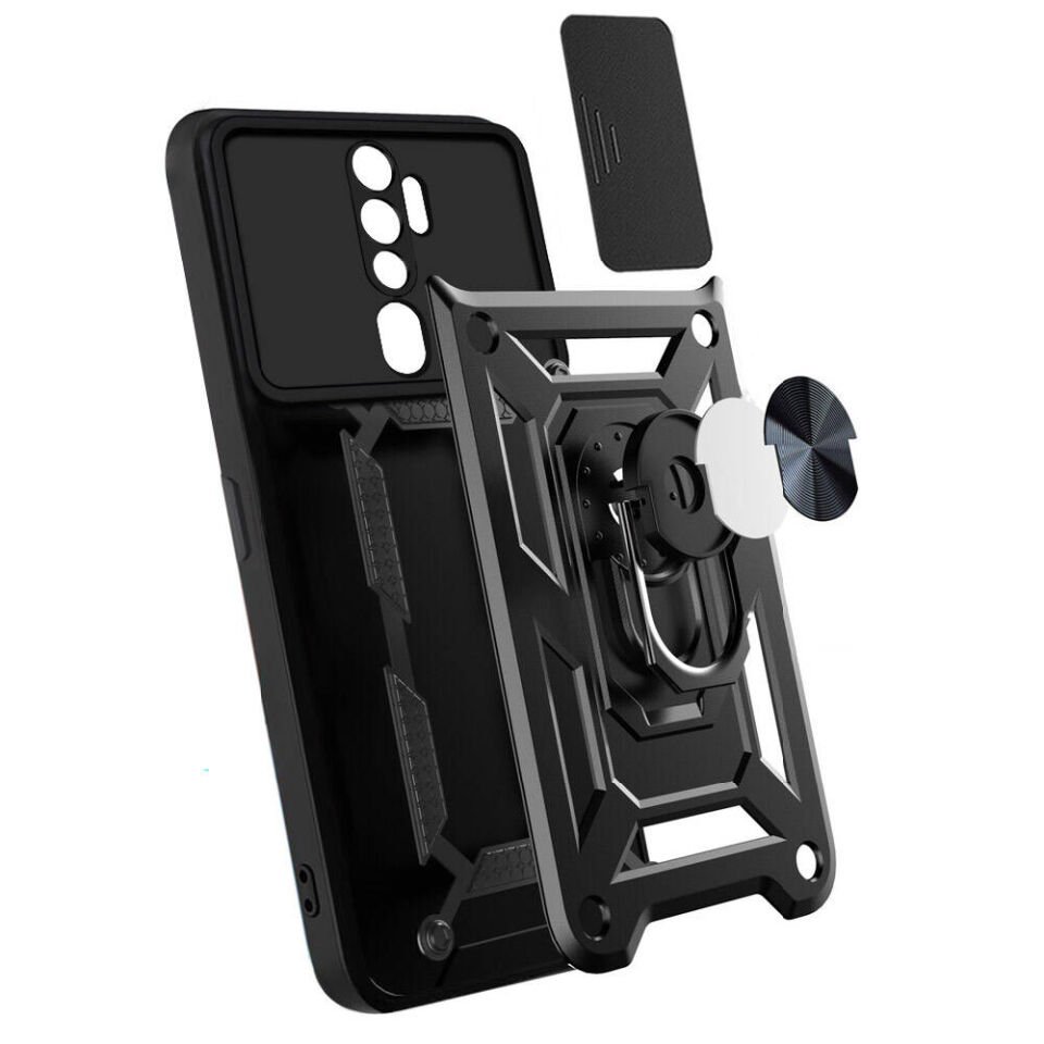 Oppo A9 2020 Kılıf Magnetik Standlı Kamera Korumalı HEPTEKİLETİŞİM Sürgülü Vega Kapak