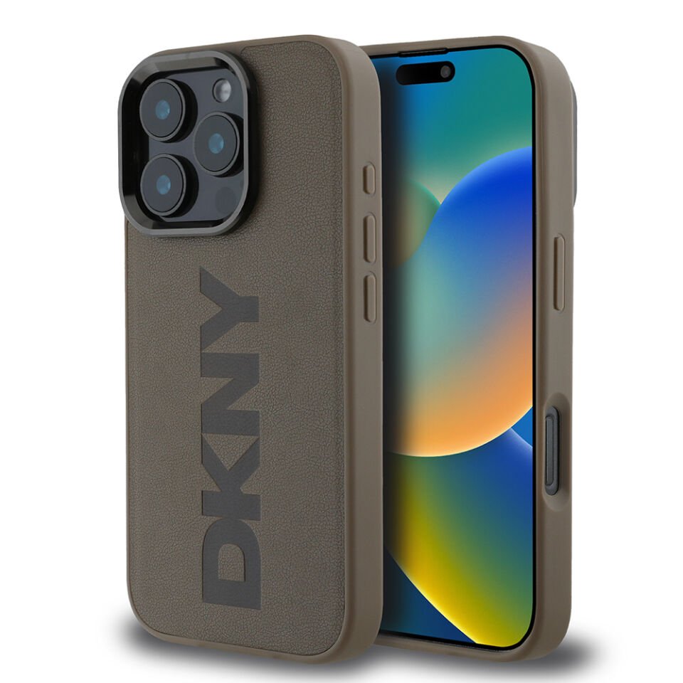 Apple iPhone 16 Pro Max Kılıf DKNY Orjinal Lisanslı Magsafe Şarj Özellikli PU Deri Plain Kapak