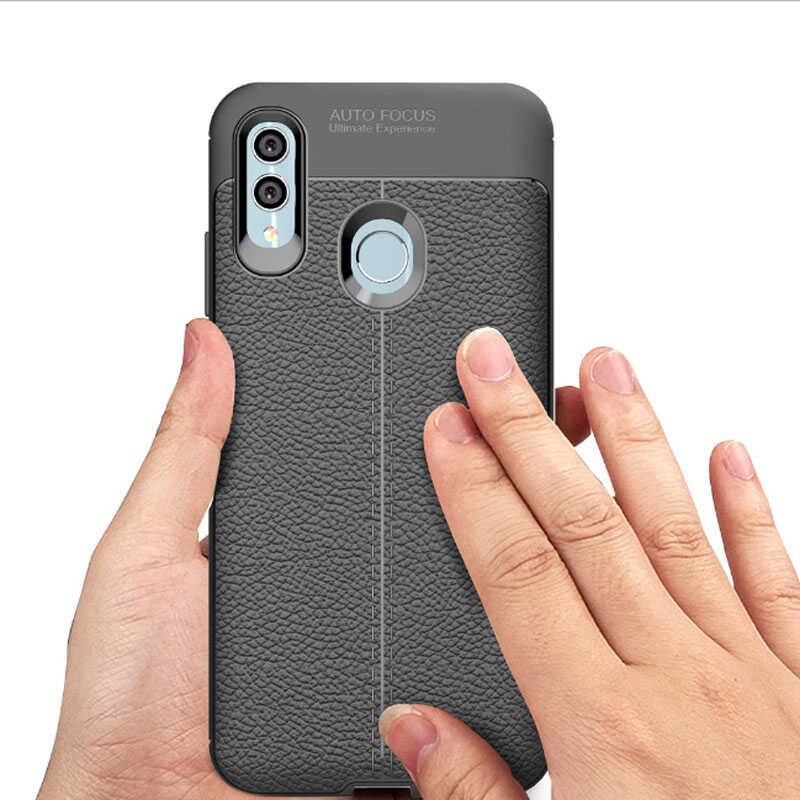 Huawei P Smart 2019 Kılıf Deri Görünümlü Renk Atmayan Dayanaklı Silikon Kapak (NİSS) Kırmızı