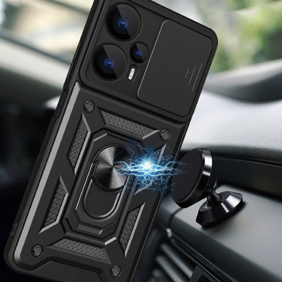 Xiaomi Poco F5 Kılıf Magnetik Standlı Kamera Korumalı HEPTEKİLETİŞİM Sürgülü Vega Kapak